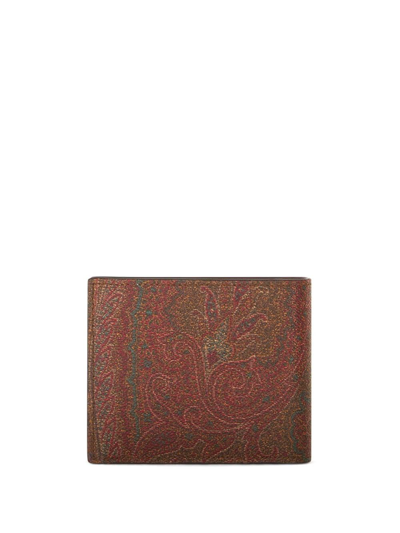 Shop Etro Paisley-print Jacquard Wallet In Brown