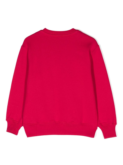 Shop Msgm Logo-print Cotton Sweatshirt In Pink