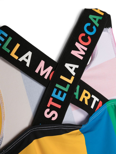 Shop Stella Mccartney Logo-print Round-neck Swimsuit In Orange