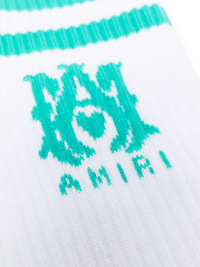 Shop Amiri Intarsia-knitted Logo Socks In White