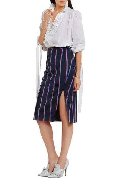 Shop Altuzarra Striped Wool And Cotton-blend Skirt