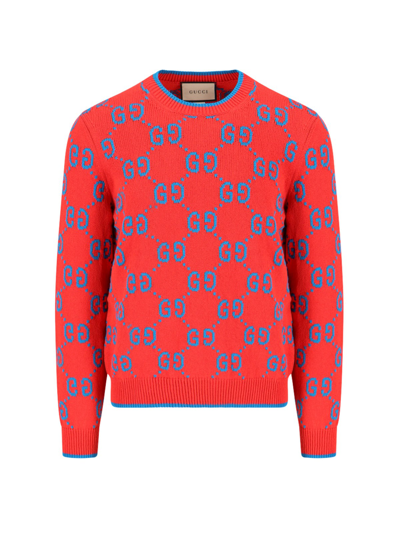 Shop Gucci 'gg Jacquard' Sweater In Red