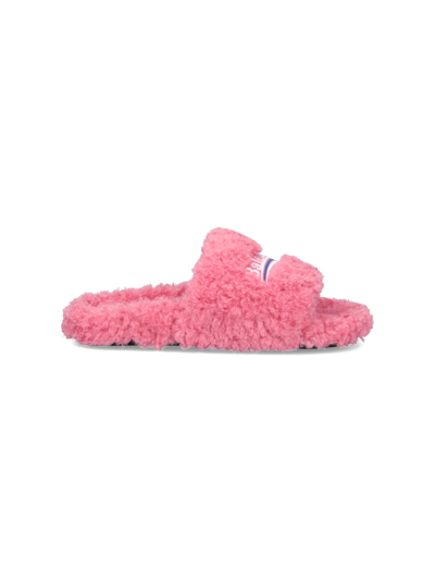 Shop Balenciaga Logo Slide Sandals In Pink