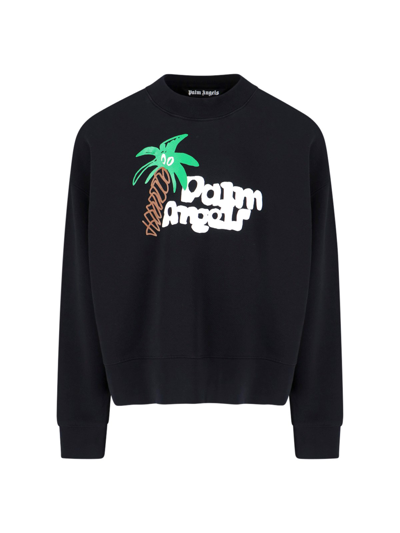 Shop Palm Angels Sketchy Crewneck Sweatshirt In Black  