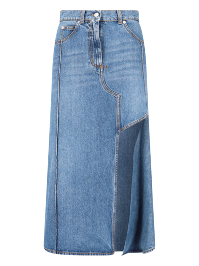 Shop Alexander Mcqueen Cut-out Detail Denim Skirt In Blue