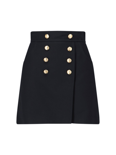 Gucci Button-up Crepe Skirt In Black  