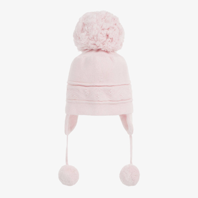Shop Emile Et Rose Girls Pink Knitted Cotton Pom-pom Hat