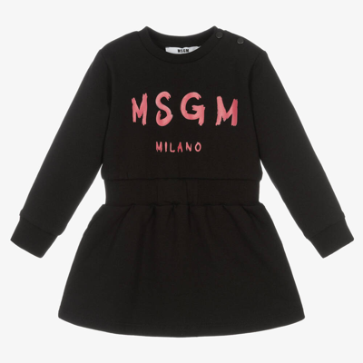 Shop Msgm Girls Black Cotton Jersey Dress