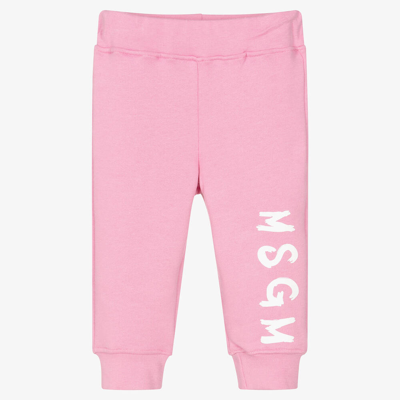 Shop Msgm Girls Pink Cotton Joggers