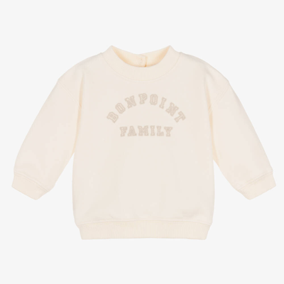 Shop Bonpoint Girls Ivory Cotton Sweatshirt
