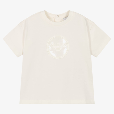 Shop Emporio Armani Boys Ivory Cotton T-shirt