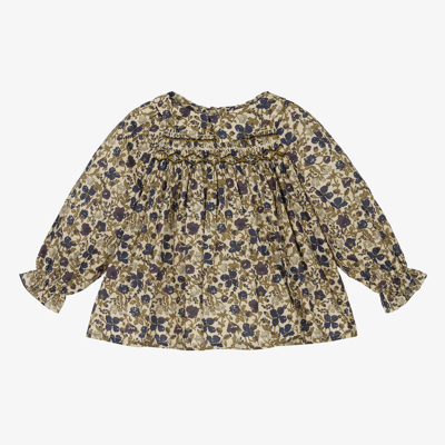 Shop Bonpoint Girls Green Liberty Print Blouse