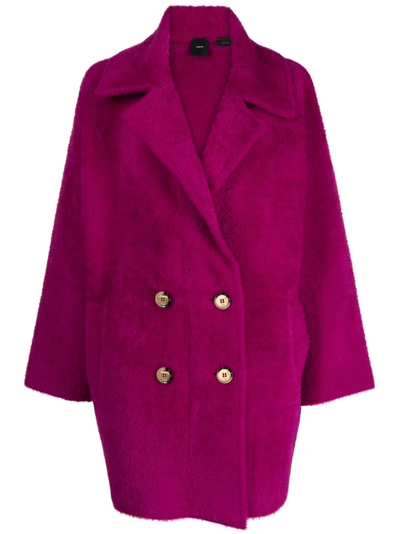 Shop Pinko `toro` Double-breasted Coat In Pink