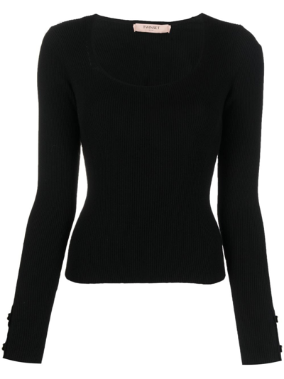 Shop Twinset Wide-neck Sweater In Black  