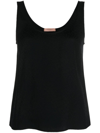 Shop Twinset Cropped Tank Top In Black  