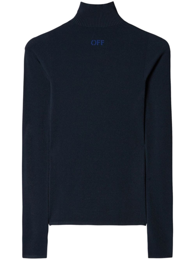 Shop Off-white `slick` Knit Mock-neck Sweater In Blue