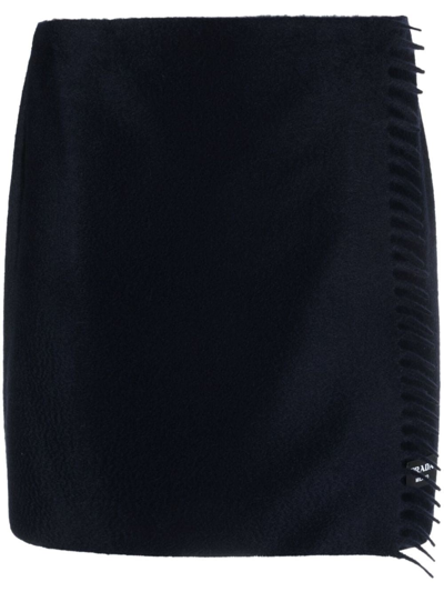 Shop Prada Cashmere Skirt In Blue