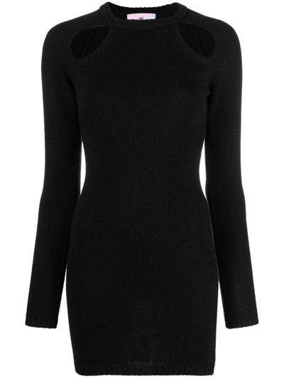 Shop Chiara Ferragni Cut-out Knitted Minidress In Black