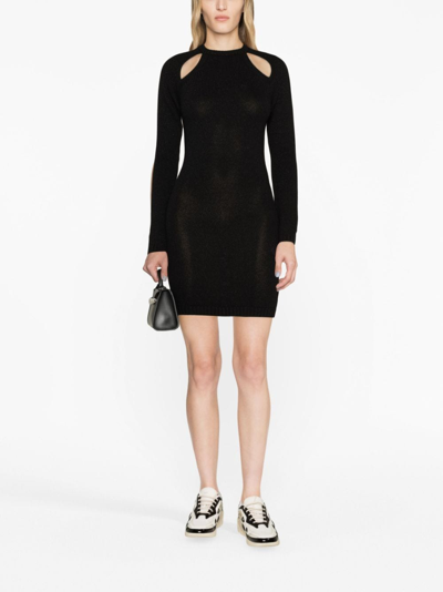 Shop Chiara Ferragni Cut-out Knitted Minidress In Black