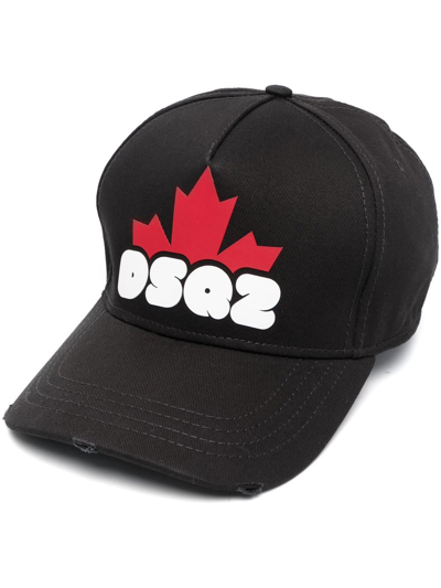 Shop Dsquared2 Logo-print Cotton Baseball Cap In Schwarz