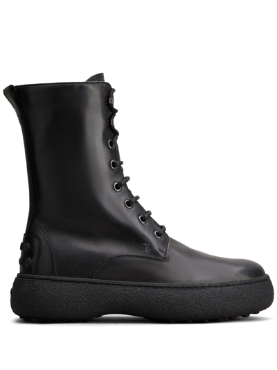 Shop Tod's W. G. Lace-up Boots In Black