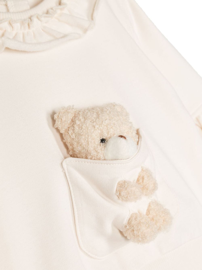 Shop Monnalisa Teddy Bear-detail Ruffled Sweatshirt In 0029 Beige