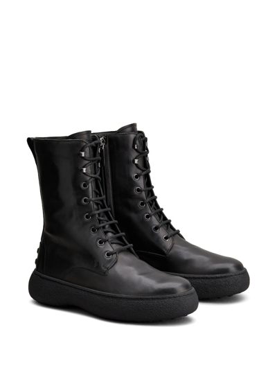 Shop Tod's W. G. Lace-up Boots In Black