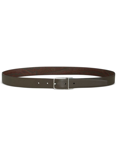 Shop Etro Reversible Paisley-print Leather Belt In Braun