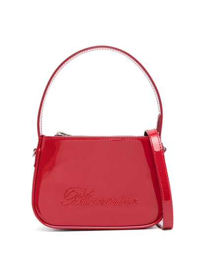 Shop Blumarine Rhinestone-logo Patent-finish Tote Bag In Rot