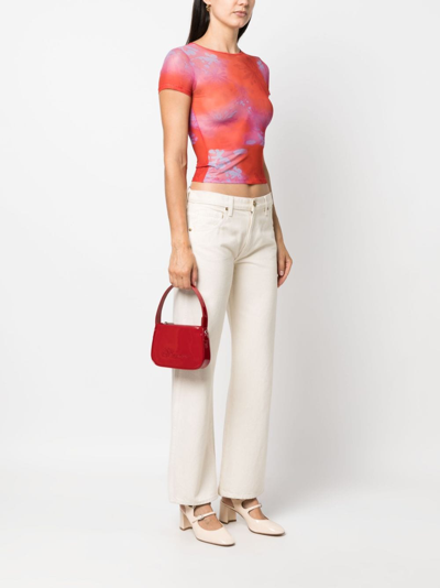 Blumarine Rhinestone-logo Patent-finish Tote Bag In Rot
