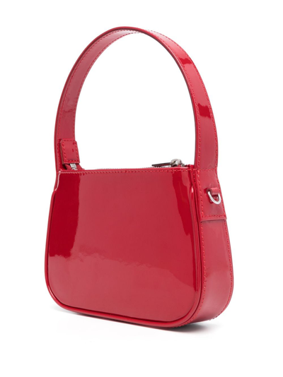 Shop Blumarine Rhinestone-logo Patent-finish Tote Bag In Rot