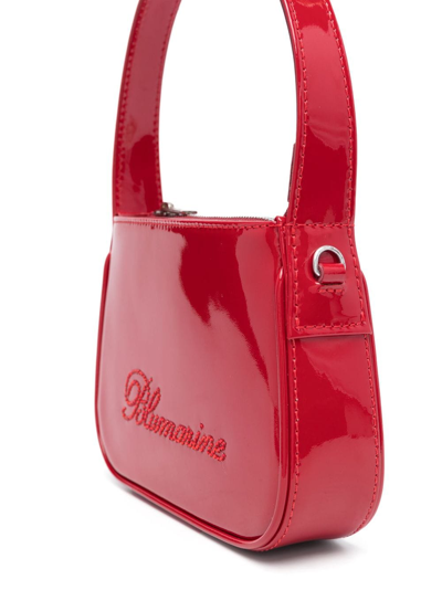 Shop Blumarine Rhinestone-logo Patent-finish Tote Bag In Rot