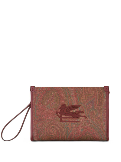Shop Etro Large Love Trotter Clutch In Brown