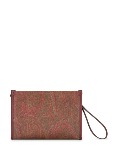 Shop Etro Large Love Trotter Clutch In Brown