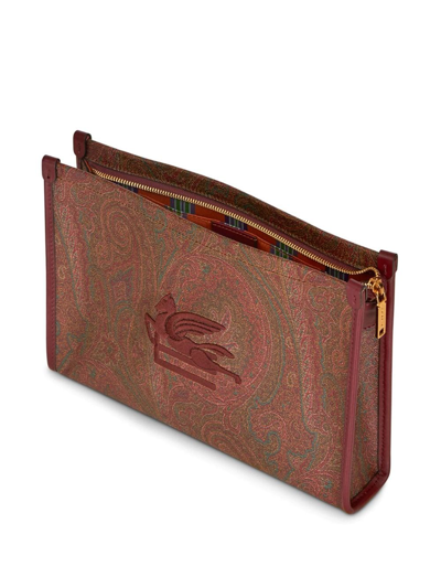 Etro Large Paisley Love Trotter Pouch In Brown