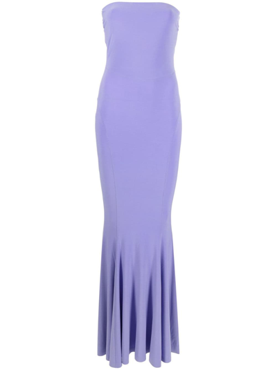 Shop Norma Kamali Strapless Fitted Long Dress In Violett