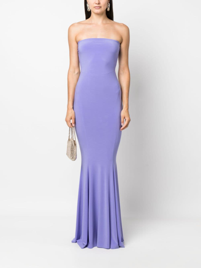 Shop Norma Kamali Strapless Fitted Long Dress In Violett