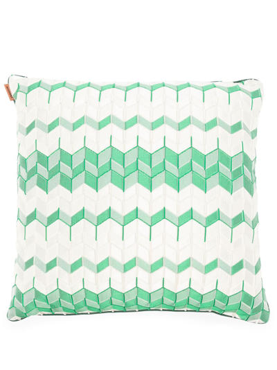 Shop Missoni Thread Cotton Cushion In Grün