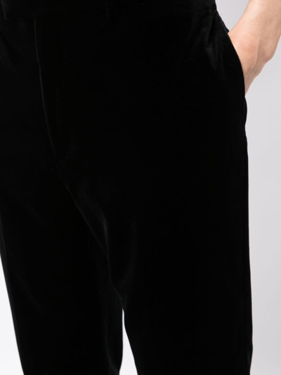 Shop Ferragamo Velvet Straight-leg Trousers In Schwarz