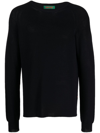 Shop Casey Casey Rib-stitch Cotton Sweatshirt In Schwarz