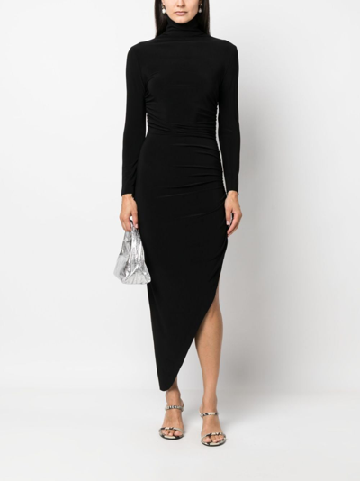 Shop Norma Kamali Halterneck Draped-detail Dress In Schwarz