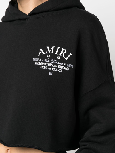 Shop Amiri Arts District Logo-print Cropped Hoodie In Schwarz