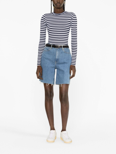 Polo Ralph Lauren Striped Cotton Top In Blue