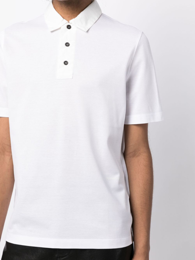 Shop Ferragamo Short-sleeve Cotton Piquet Polo In Weiss