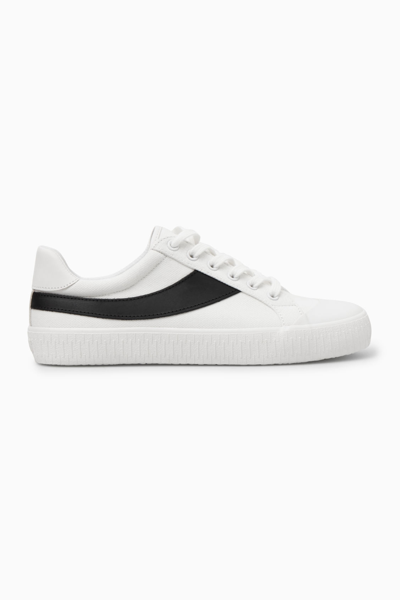 Shop Cos Leather-trimmed Canvas Sneakers In White