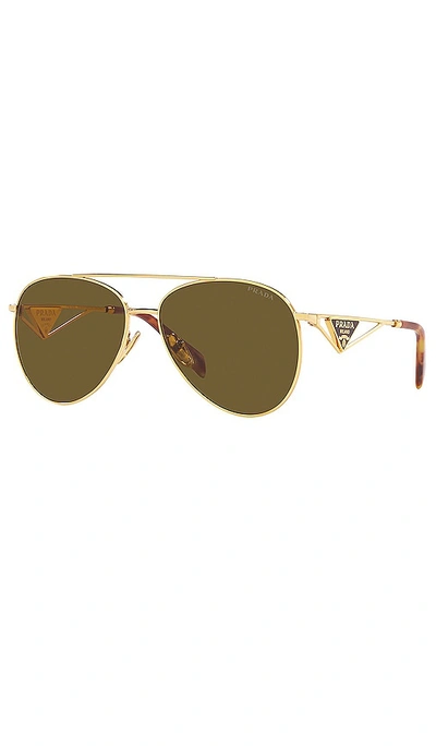 Shop Prada Aviator In Metallic Gold