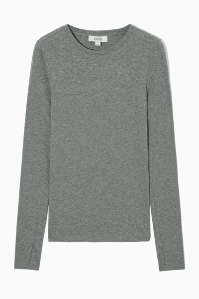 Shop Cos Slim-fit Long-sleeve Top In Grey
