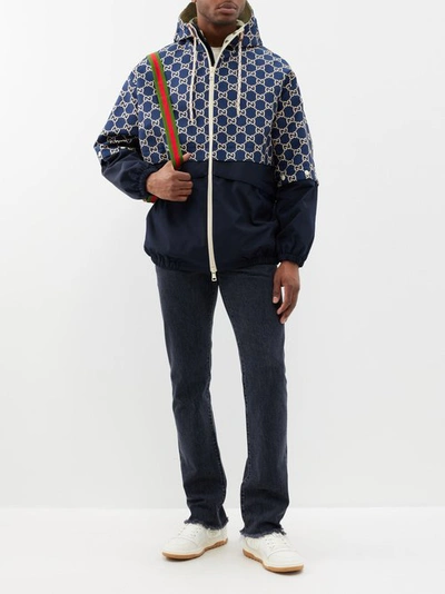 Gucci Gg Ripstop Fabric Zip Jacket In Blue | ModeSens