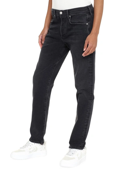 Shop Citizens Of Humanity Emerson Slim-fit Boyfriend Jeans In Black