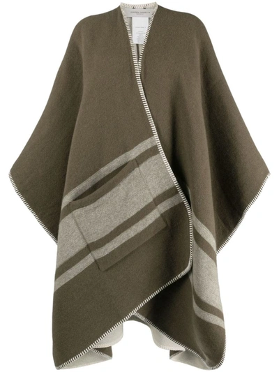 Shop Golden Goose Journey Poncho Accessories In 80394 Army Green/off White